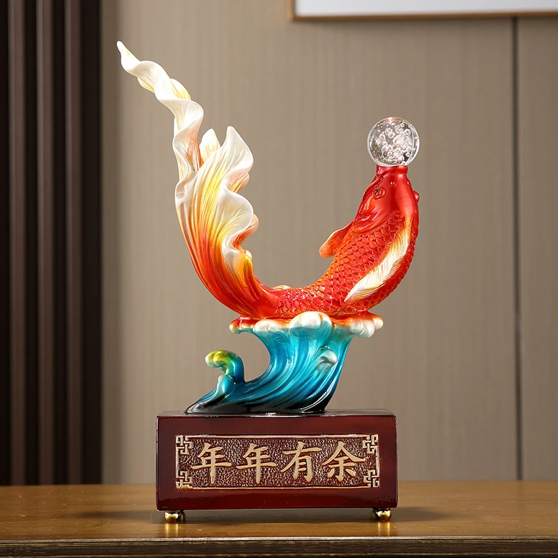 新中式年年有余招财鱼摆件客厅酒柜玄关家居装饰品工艺品乔迁送礼