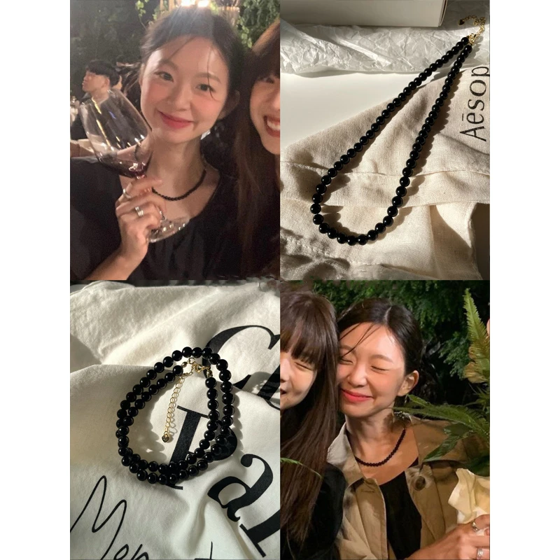 铜合金仿珍珠项链 fever法式同款珠珠时尚女简约暗黑高级感锁骨链