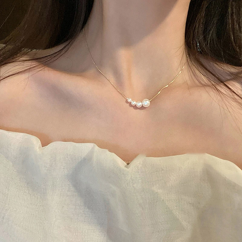 铜合金项链 珠珠项链女轻奢小众设计感高级锁骨链夏网红颈链配饰