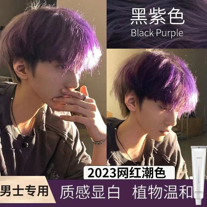 黑紫色植物染发膏2024新款发色男士专用学生自己在家染显白盖白发