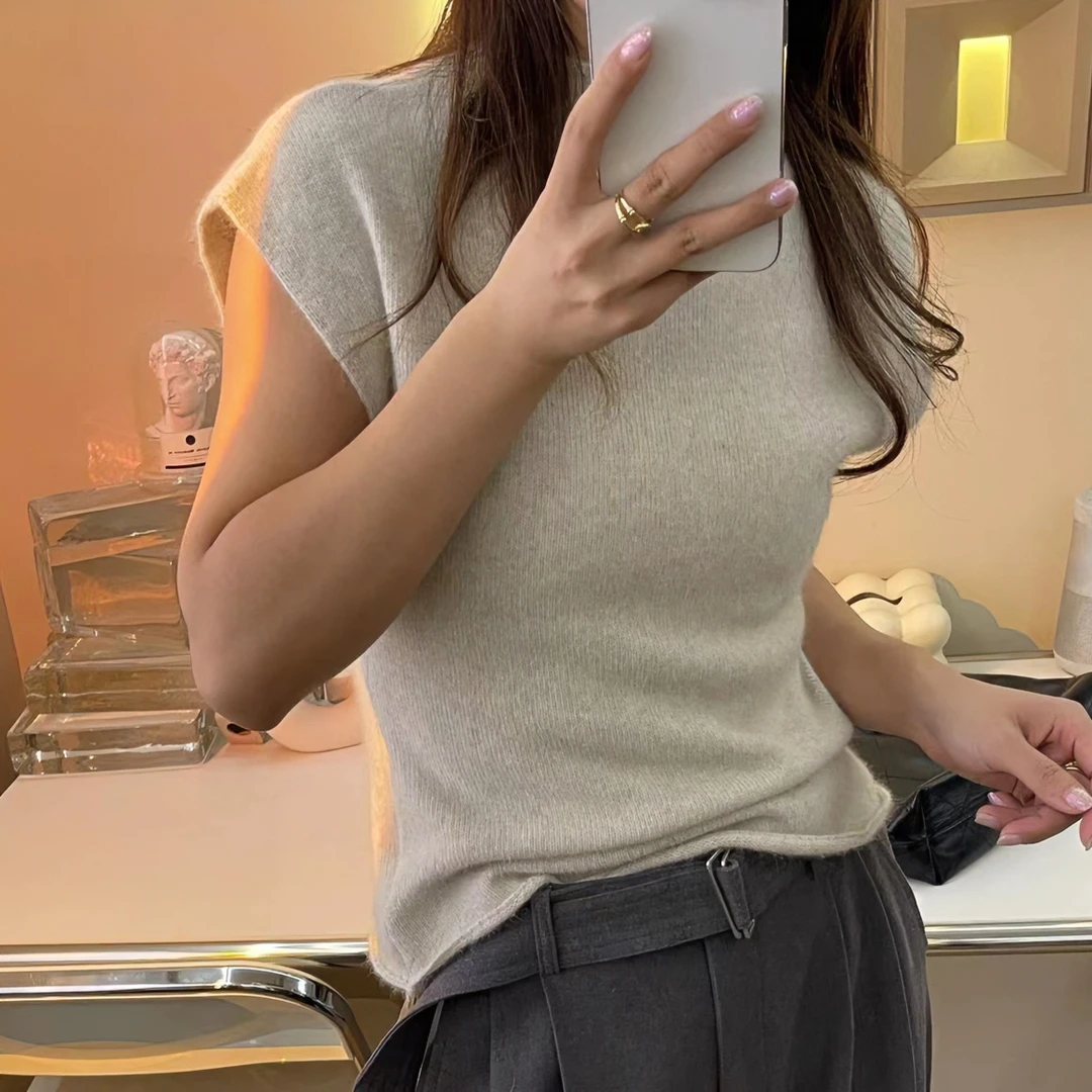 THEO 小立领显瘦纯色修身打底半高领延袖上衣百搭