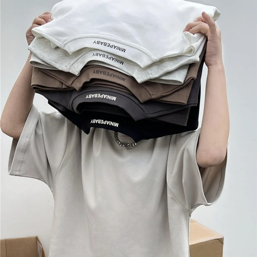 24年夏款儿童短袖230克液态水柔棉小字母纯色T恤