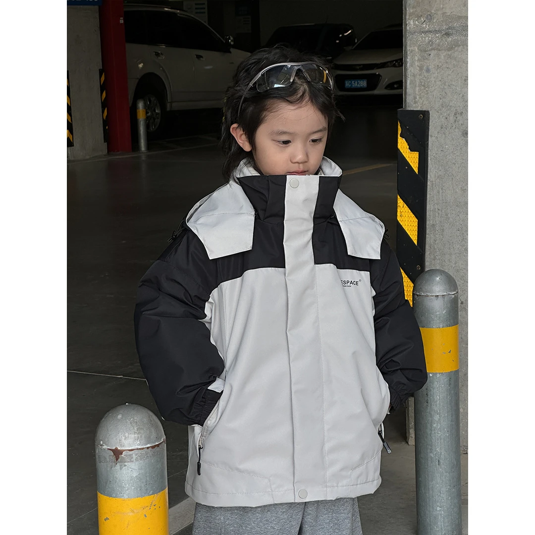 25年童装冬季新款儿童三防冲锋衣男孩户外服棉衣内胆可拆卸潮