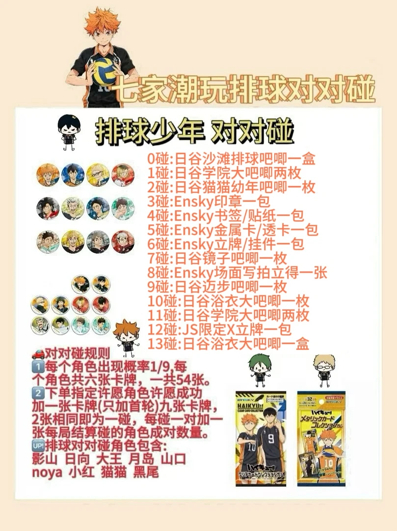 【对对碰】纯日谷排球少年吧唧徽章周边盲盒(默认代拆)