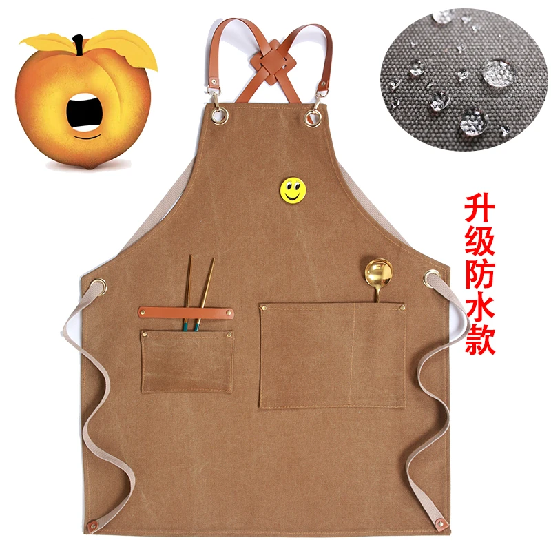 牛仔围裙定制印字logo防水加厚奶茶咖啡花店画画发型师餐厅工作服