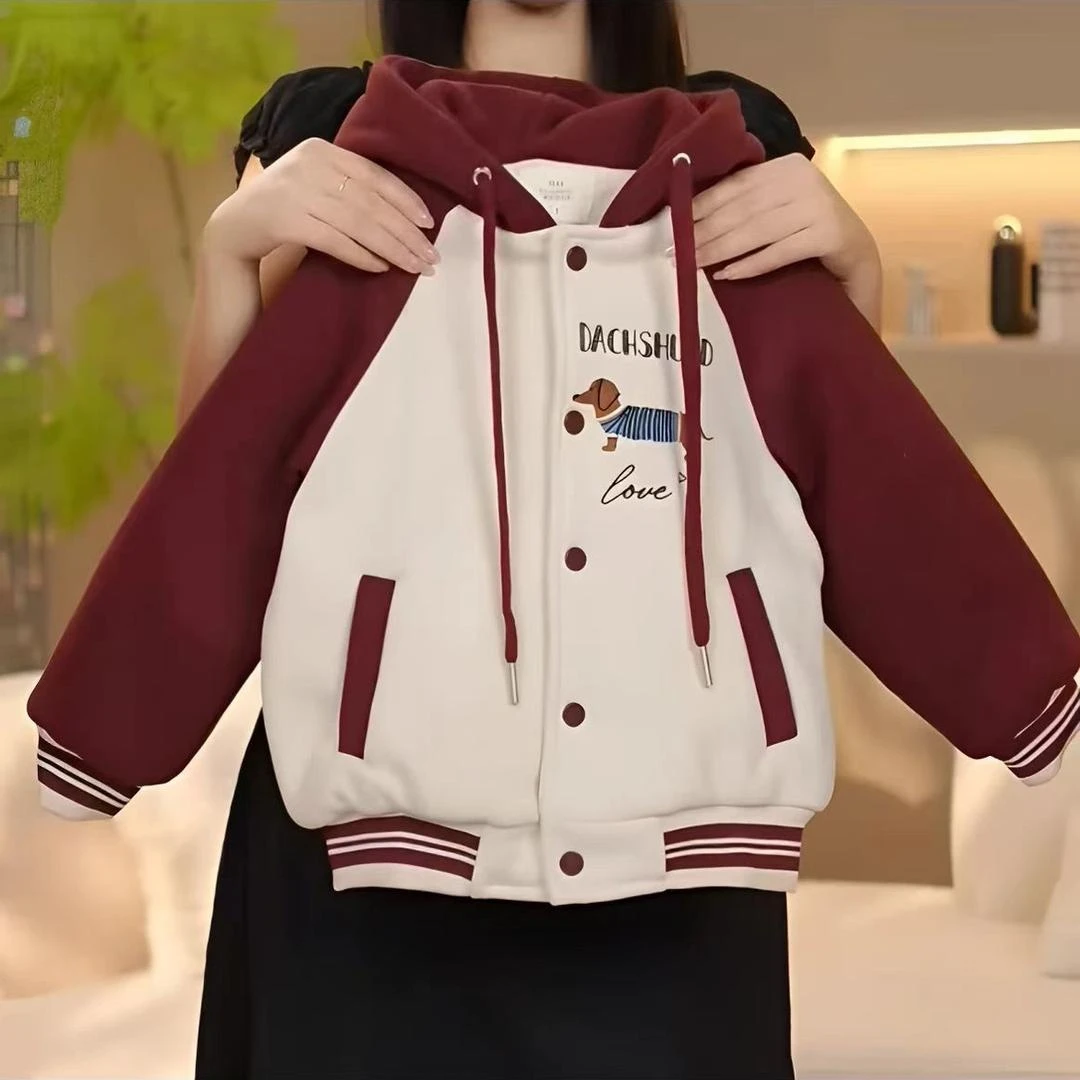 女童外套春秋2025新款时髦洋气女孩儿童针织打底连帽棒球服上衣潮