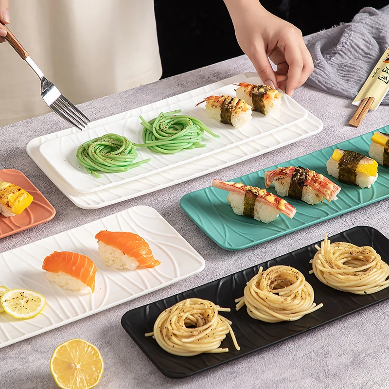 创意长方形仿陶瓷盘子牛排盘碟子西餐寿司盘日式鱼盘菜盘家用餐具
