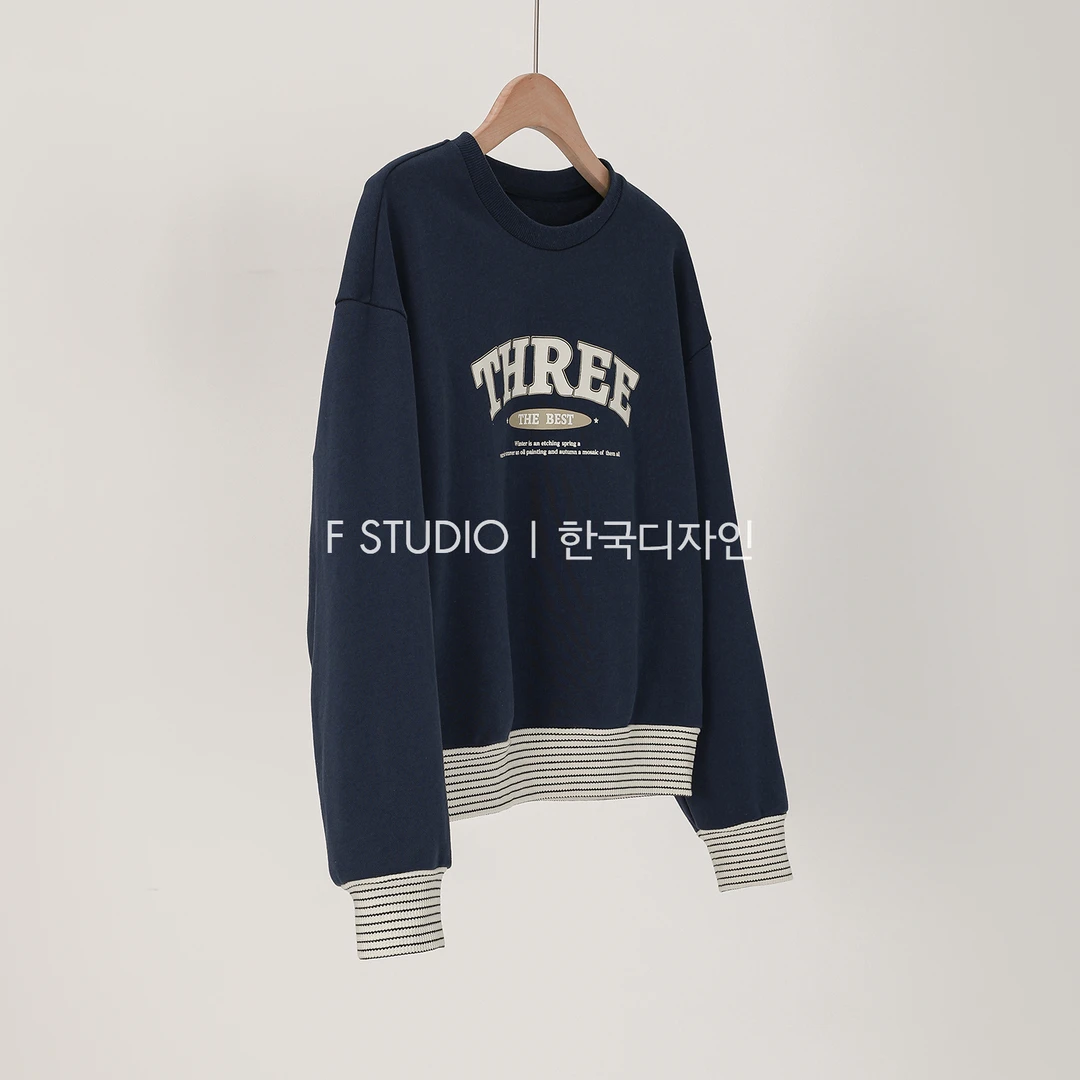 【新品】【美式条纹】螺纹拼接卫衣FS307S016