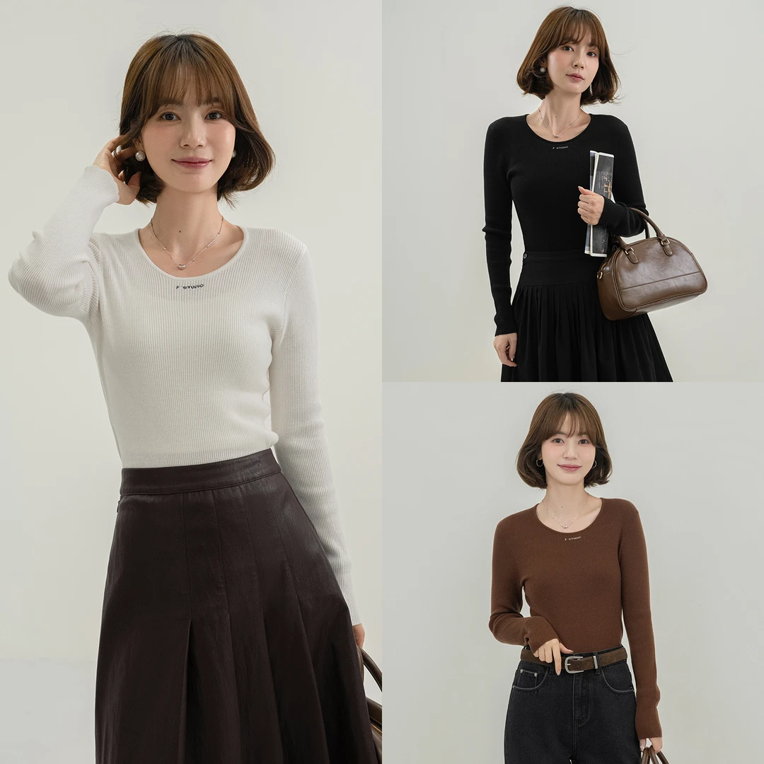 【现货【奶油绵绵】FS408S060三色圆领针织打底衫