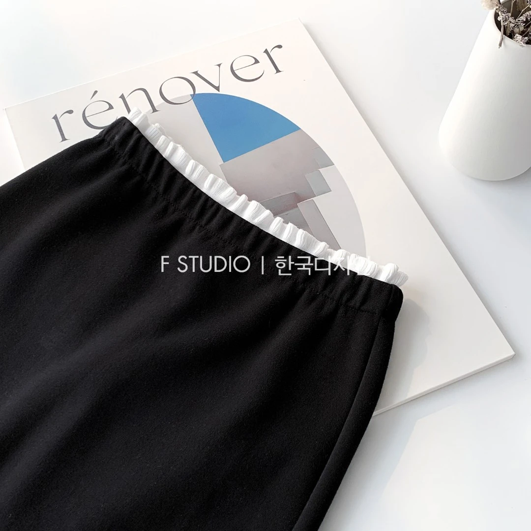 【黑茶奶盖】波浪花边半身裙FS302X001