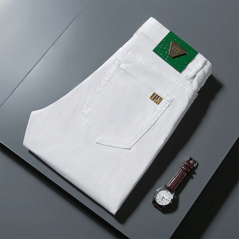 夏季薄款牛仔裤男款爆款2024新款直筒百搭修身弹力九分牛仔裤男款