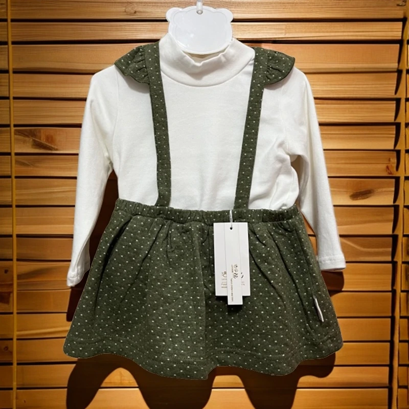 【90码绿色波点背带裙 四季款】 休闲时尚女童裙子百搭