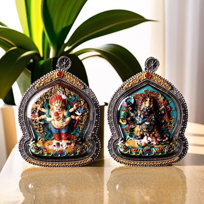 合金吊坠 挂坠双面银壳黑白六臂擦擦项坠吊坠