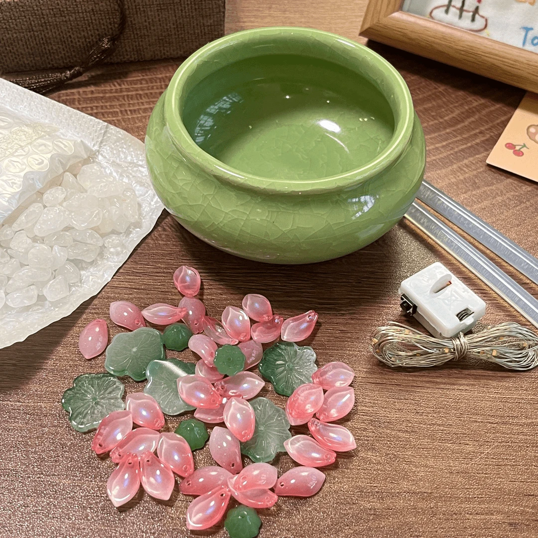 荷花小夜灯手工DIY自制材料摆件送女友闺蜜创意礼物轻奢高颜值