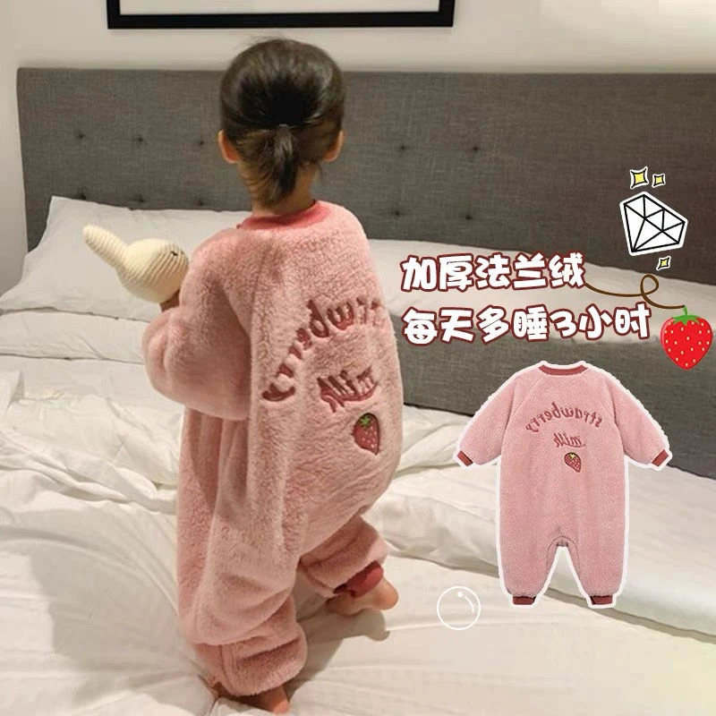 巴拉推荐女童睡觉儿童被子睡衣婴幼儿法兰绒宝宝睡袋冬天防寒分腿