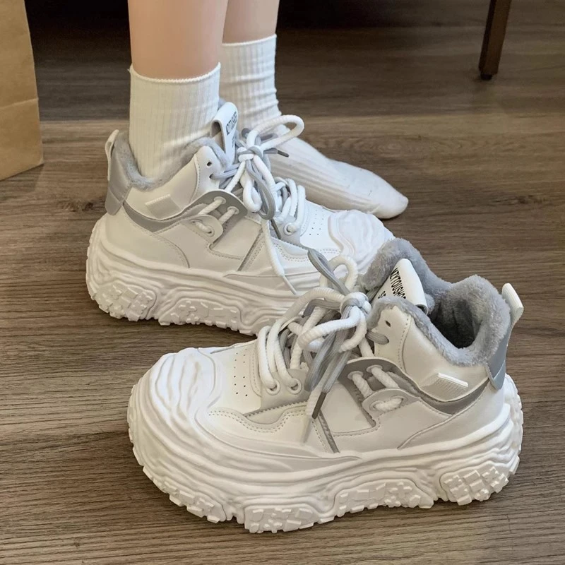 厚底老爹鞋女款运动2025冬季新款高帮增高轻便松糕老爹鞋女ins潮