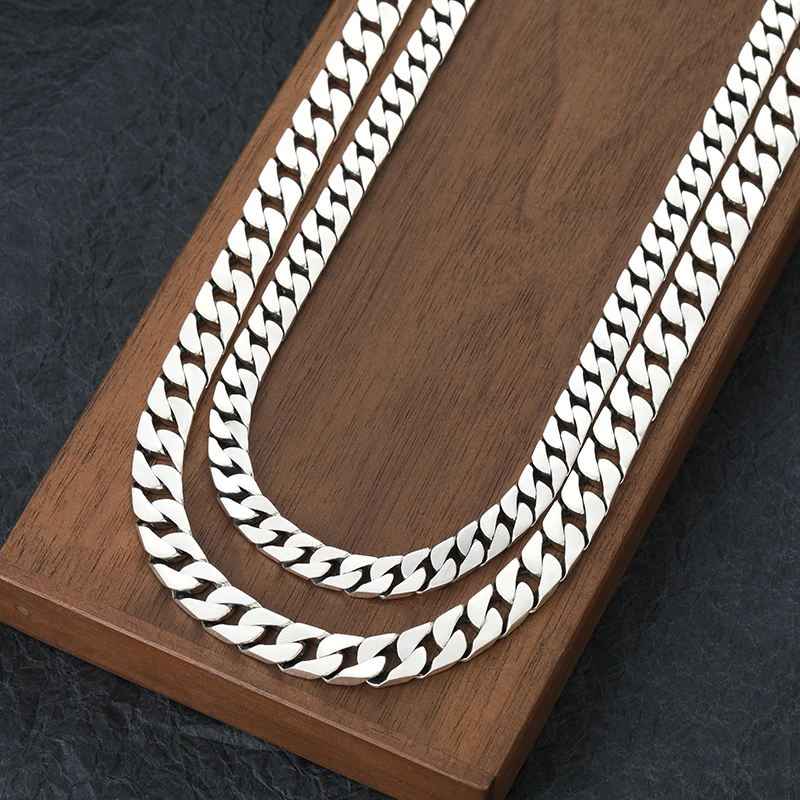 链子925银 欧美纯银古巴链项链男女重工霸气高级感坦克链情侣潮酷