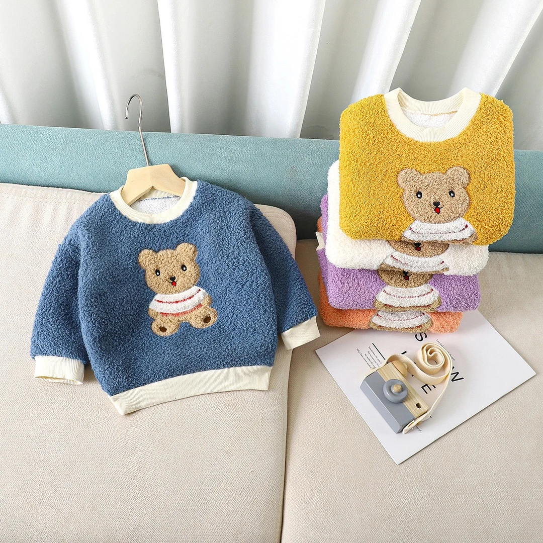 儿童加绒加厚卫衣中大童秋冬装女童保暖上衣男孩婴儿秋冬上衣326