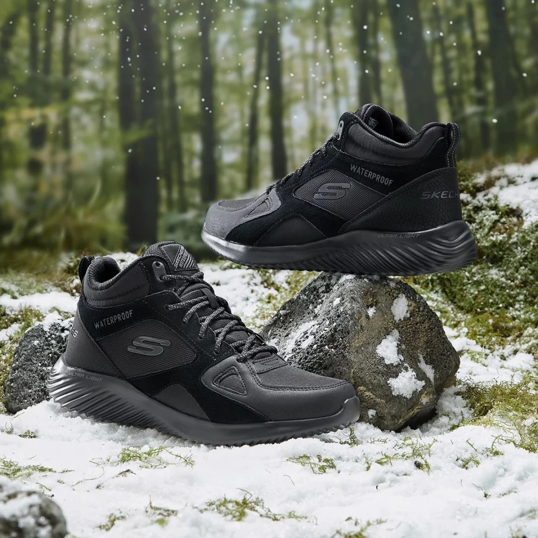 【防水鞋】斯凯奇男鞋绑带中帮冬季运动休闲鞋户外加厚保暖232280