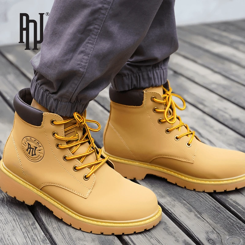 黄色马丁靴高帮休闲百搭复古时尚厚底英伦风靴子女PL1H-015