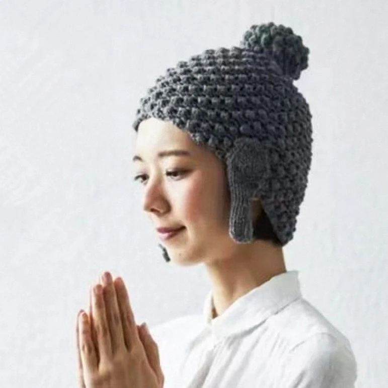 佛祖帽针织帽女秋冬毛线帽男佛光普照帽佛光帽佛头帽如来搞笑网红