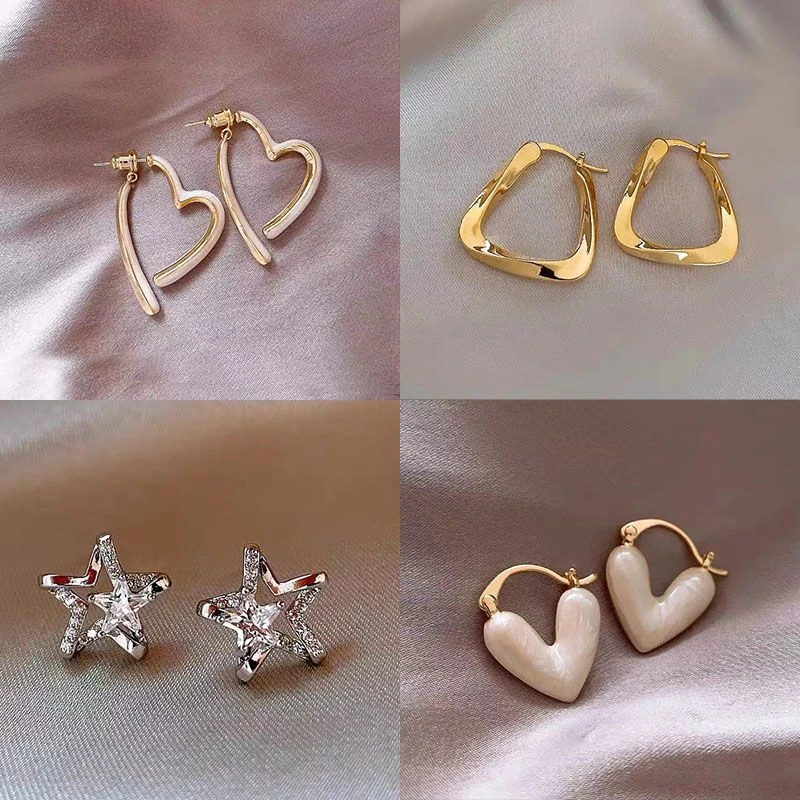 合金耳饰 甜美超仙爱心耳环2024年新款潮小众设计感耳钉轻奢耳饰