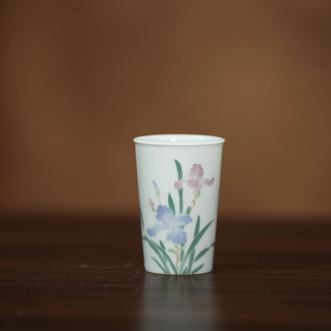 元煦丨釉下五彩鸢尾花小可乐杯130网红茶器茶杯女士个人专用茶具