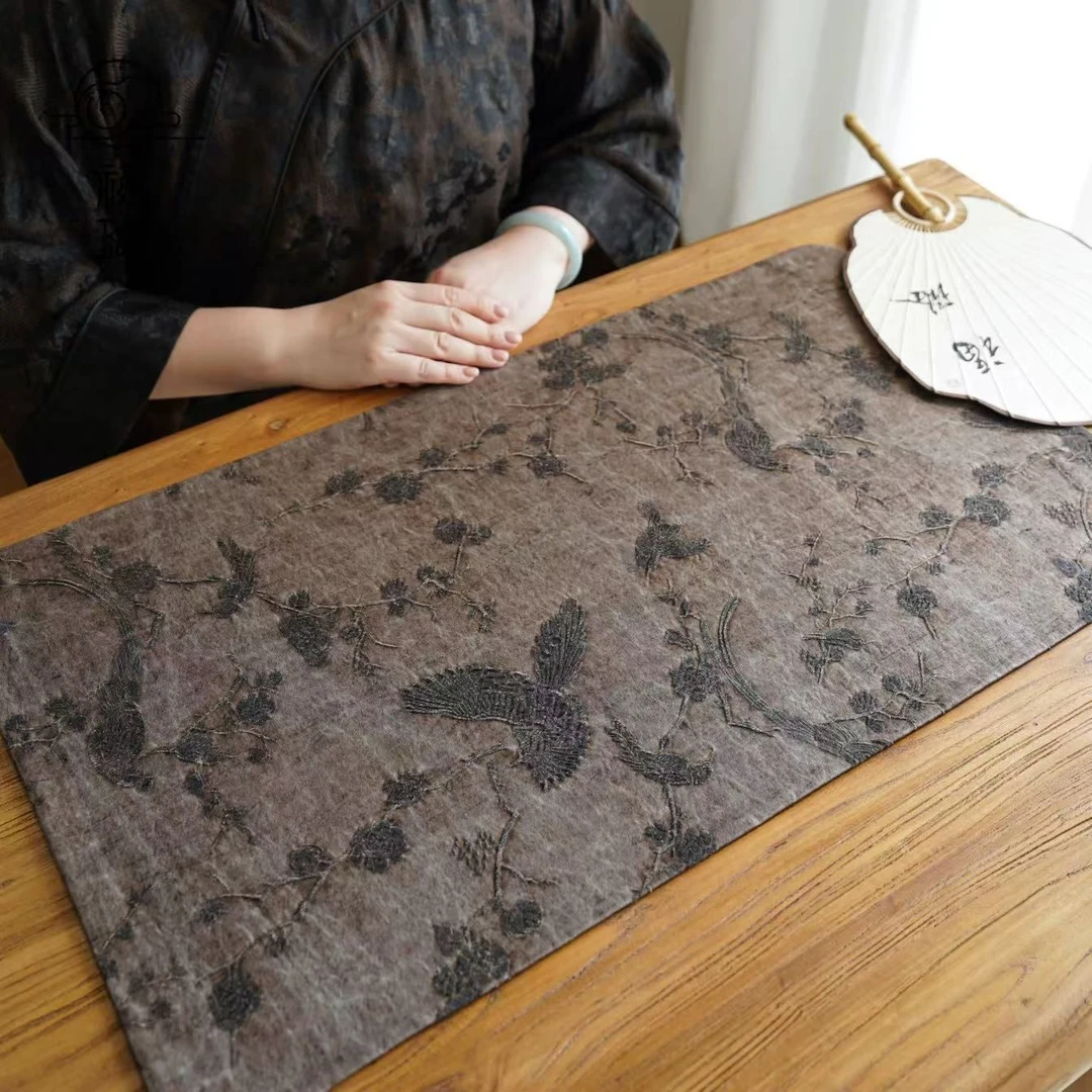 【直播间正在使用】喜上眉梢咖色真丝香云纱(66*38cm)