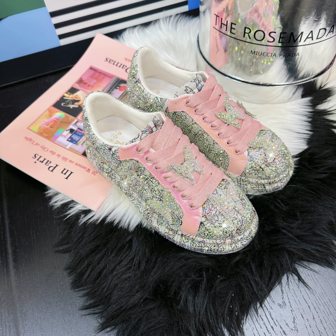 雪梨潮钻鞋设计师限量春款高奢羊皮炫彩蝴蝶满钻时尚低帮潮流潮鞋