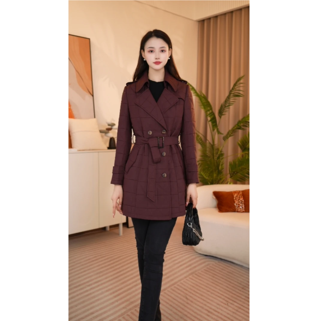 新款红色显瘦气质时尚收腰修身秋冬冬季棉服550