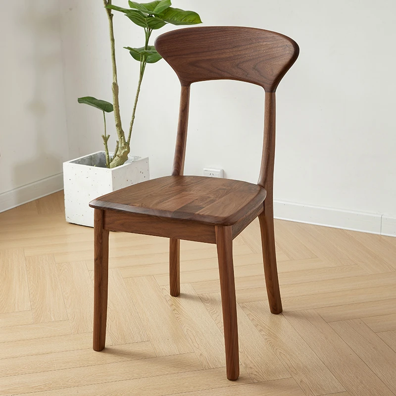 北美黑胡桃木椅子餐椅实木家用轻奢现代简约北欧新中式靠背书桌