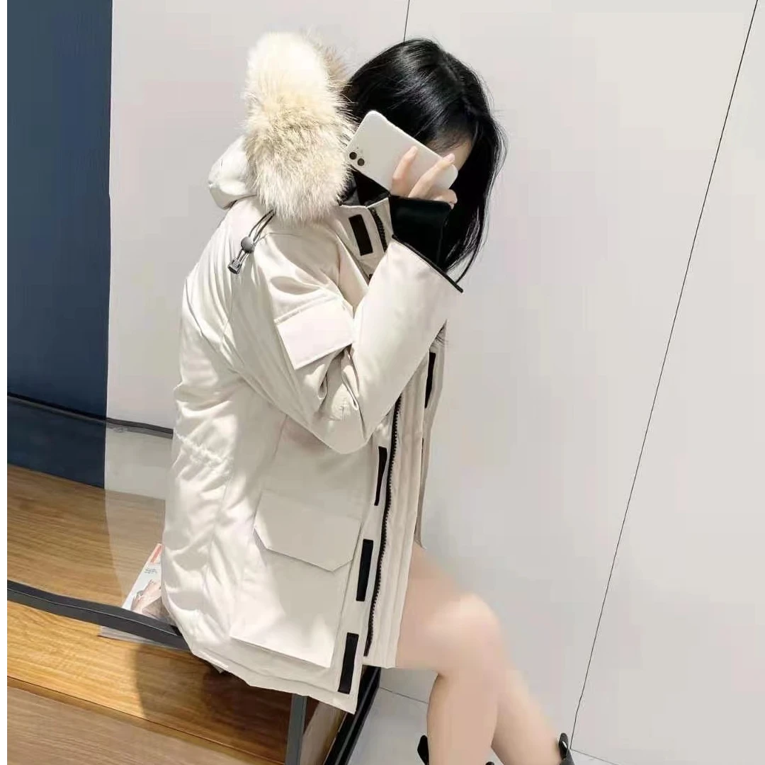 A冬季新款90白鸭绒羽绒服大毛领男女同款加厚保暖外套