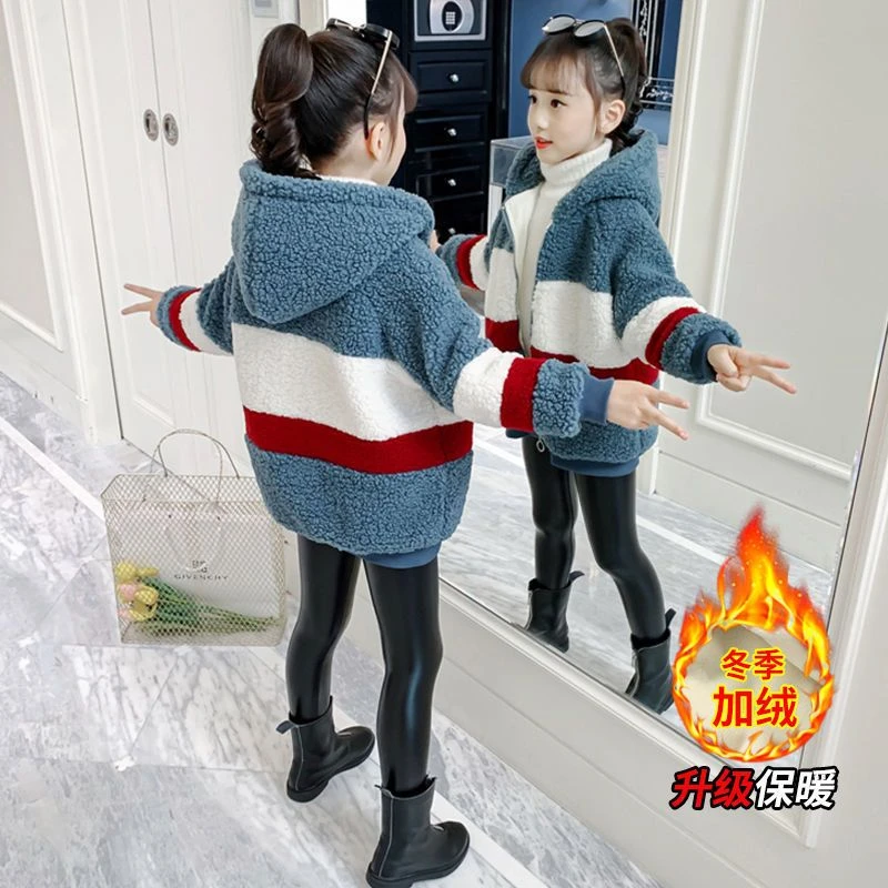 女童加绒卫衣加厚秋冬2023年秋季新款潮洋气儿童上衣大童12-15岁