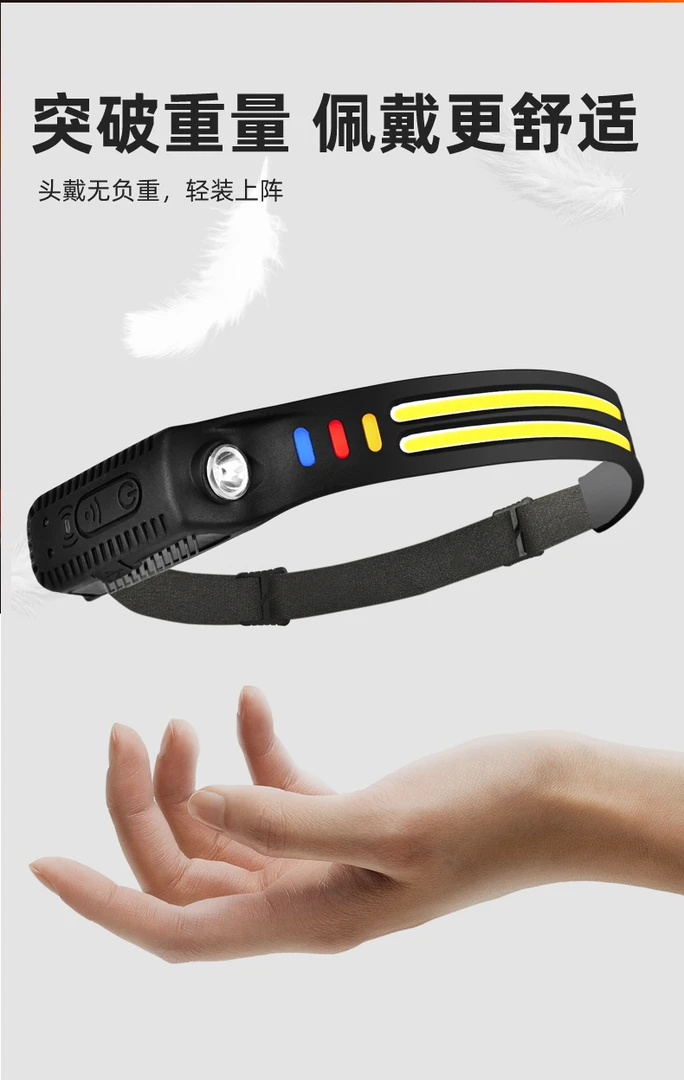 怒汉三代感应头灯红光骑行灯夜跑步灯强光头灯钓鱼灯头戴白光高亮