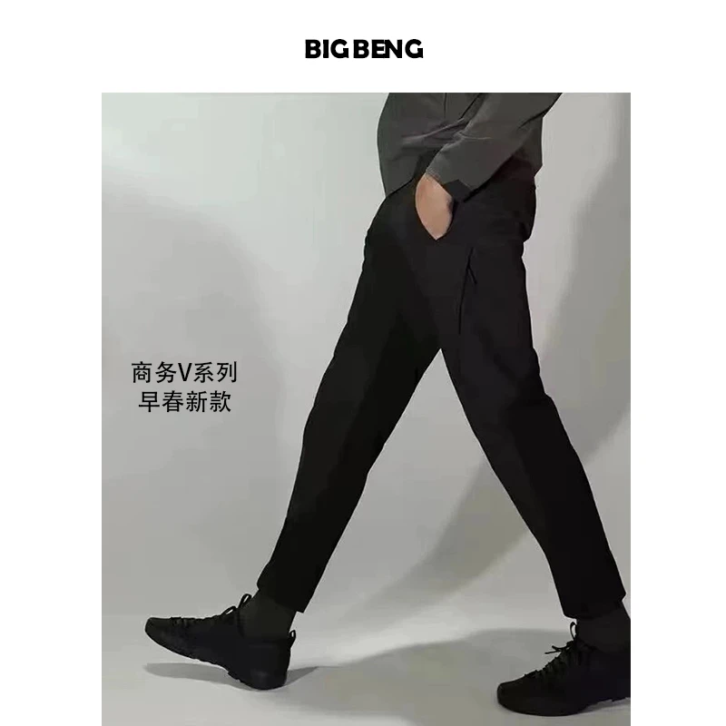 V系经典）青仓 秋冬微弹立体剪裁商务休闲裤男速干pant加绒软壳裤