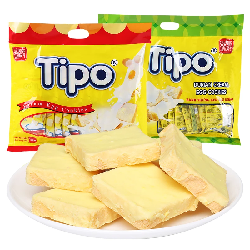 越南进口Tipo面包干榴莲味奶香饼干涂层糕点早餐健康网红休闲零食