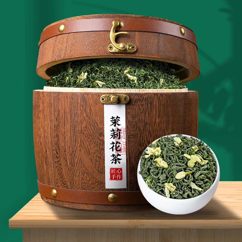飘雪茉莉花茶2025新茶浓香型高山新茶叶散装精美木桶礼盒装500g