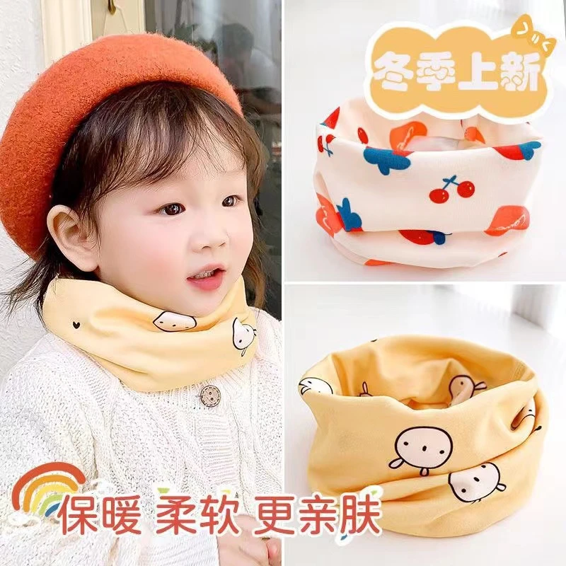 女童宝宝卡通围脖秋冬季保暖婴幼儿脖套儿童德绒围巾婴儿套头亲肤