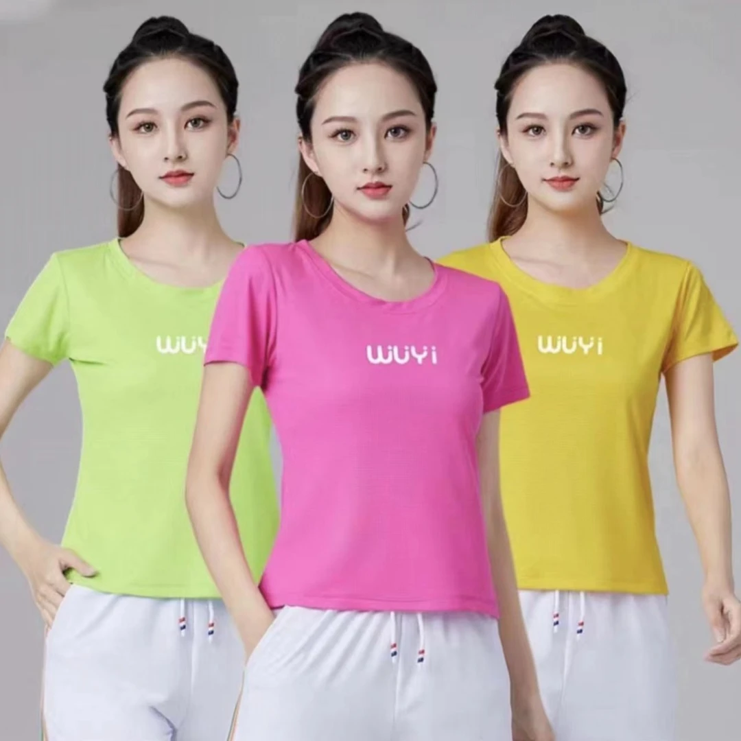 可可2023夏季新款修身显瘦短袖T恤时尚运动跑步休闲字母女款上衣
