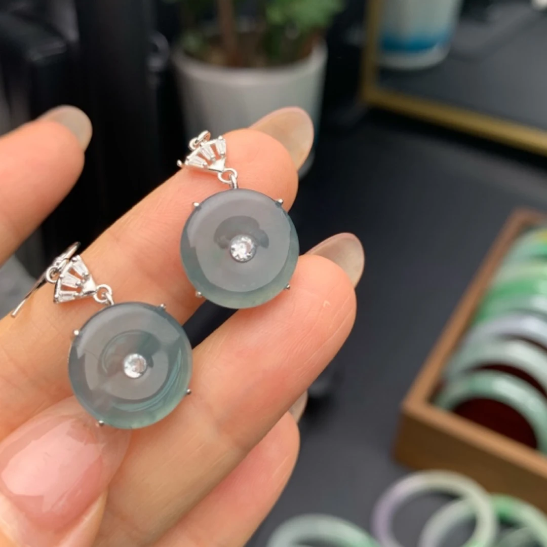 试问海棠人，却道海棠依旧～925银镶嵌平安扣耳环