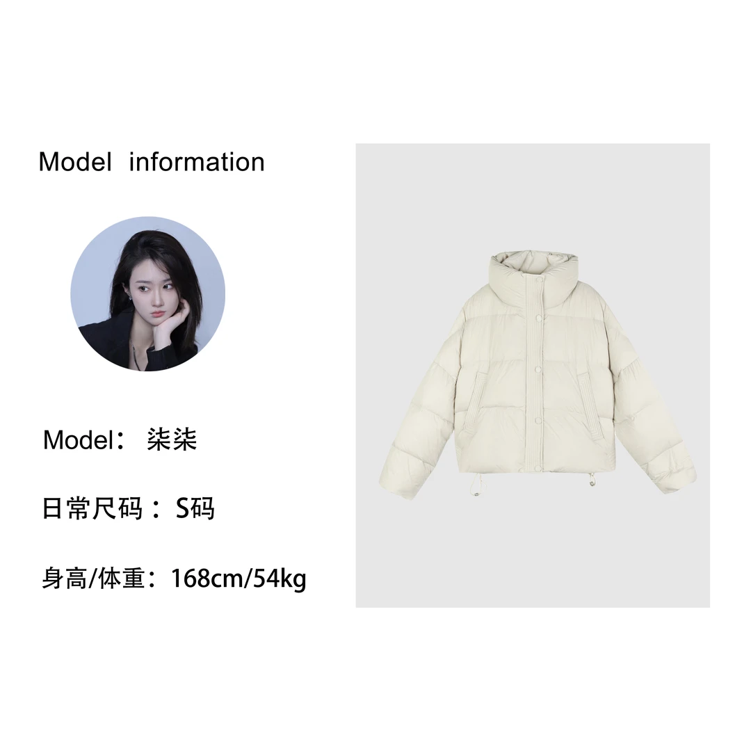 TOGETHER DW STUDIOS-泡芙-冬季双层领白鸭绒保暖羽绒服外套1972