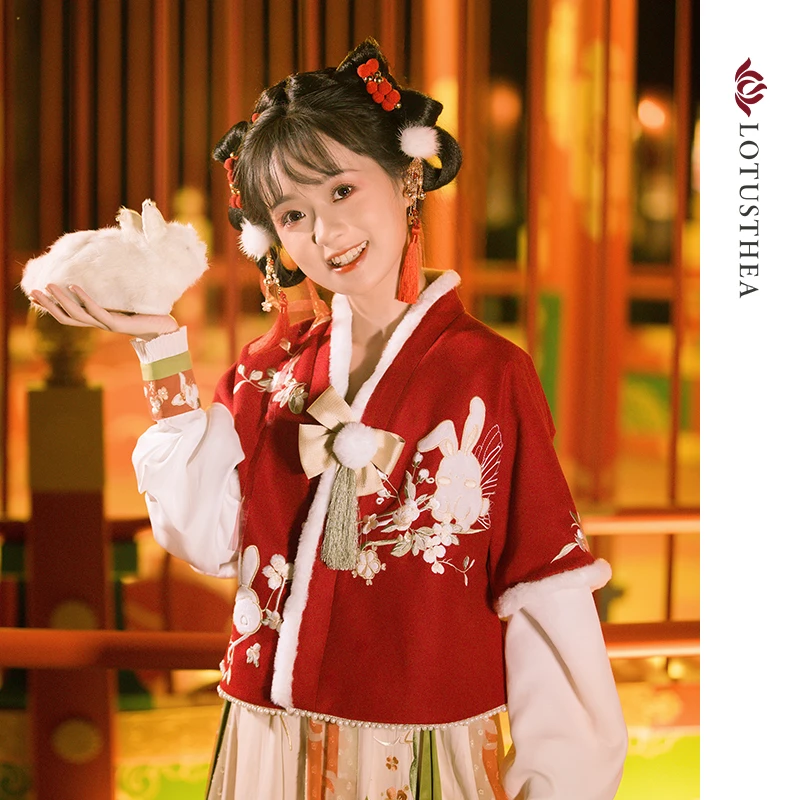 断码清仓 汉尚华莲圆影夜笙原创唐制汉服日常通勤秋款双色外搭