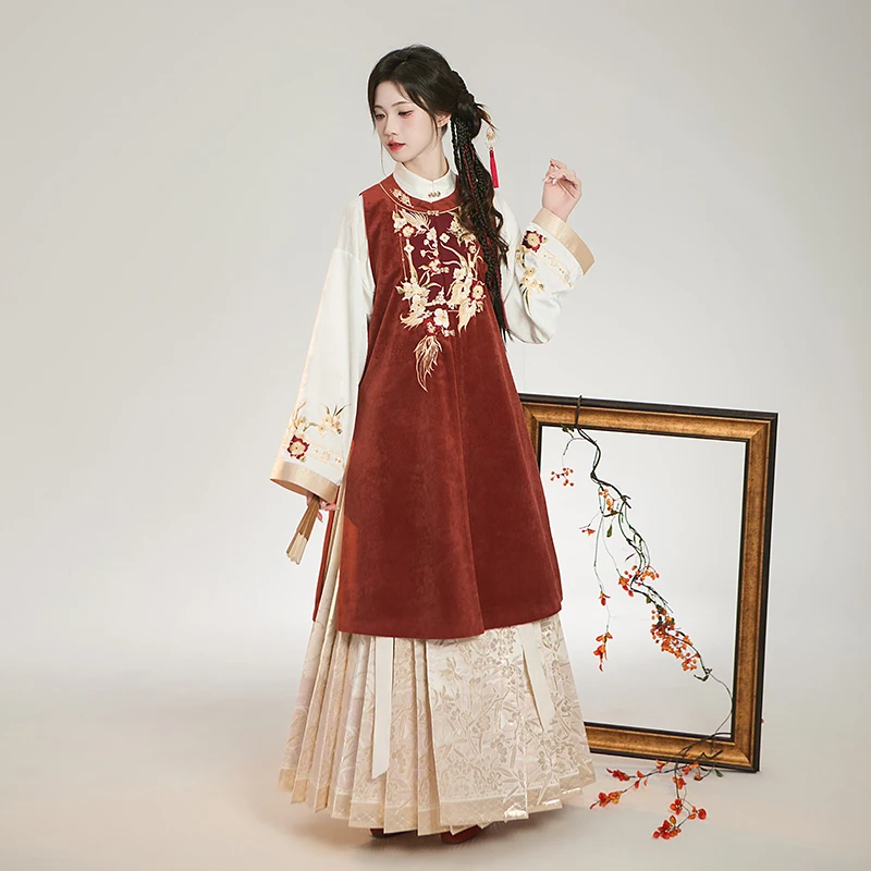 【扶光瑞羽套装】汉尚华莲圆领比甲日常明制混搭秋冬马面裙过年拜年