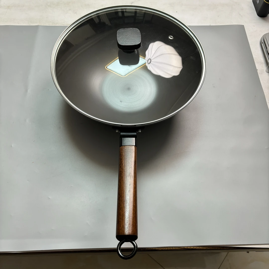 【三厦小迎哥】 30极铁炒锅带玻璃盖无涂层