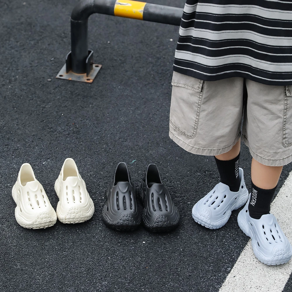 【文文妈】夏季新款纯色百搭洞洞鞋软底户外休闲运动包头EVA凉拖鞋