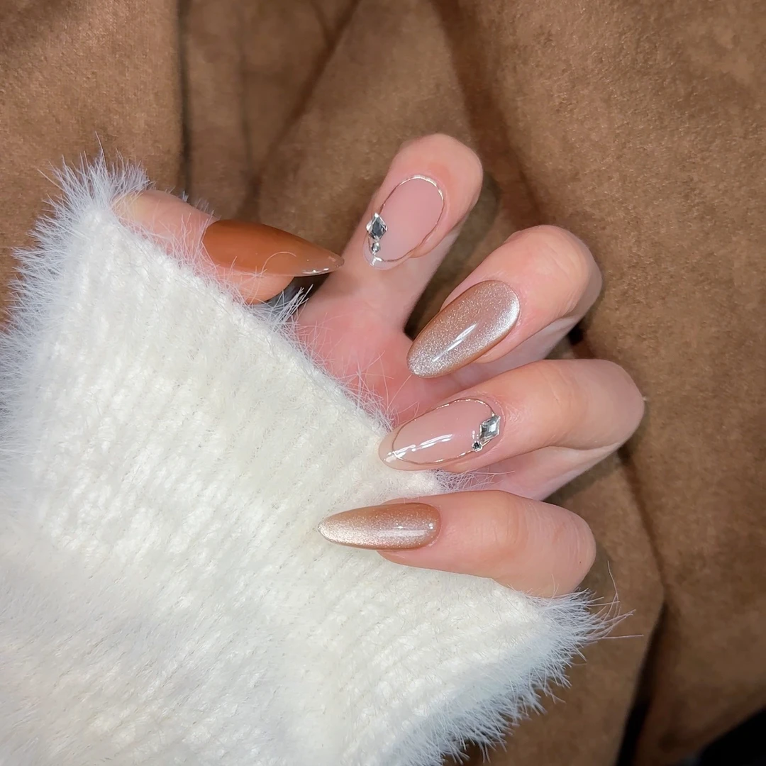 《佳人》私人定制穿戴甲手工爆闪假指甲短款送工具包