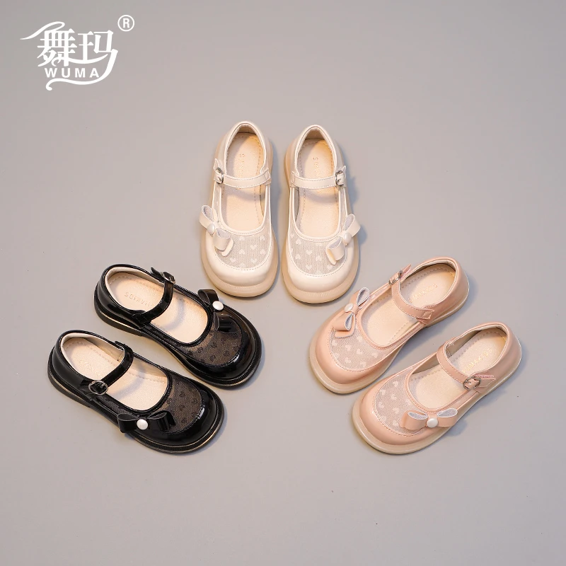 舞玛真皮女童鞋2024春夏季女宝小女孩时尚浅口软底儿童皮鞋231201