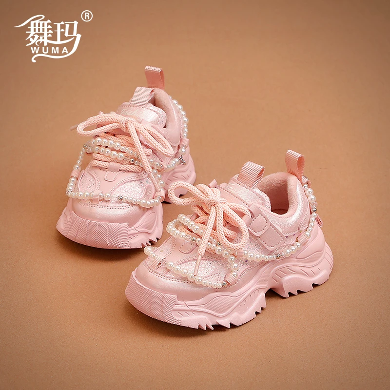 舞玛女童鞋魔术贴儿童运动鞋2024新款宝宝秋冬季加绒老爹鞋233738