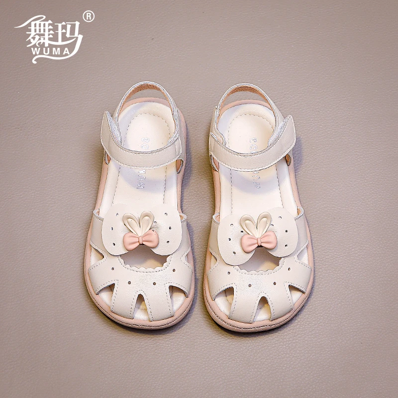 女童鞋子儿童真皮公主鞋2024新款夏款夏季大童防撞软底凉鞋423421
