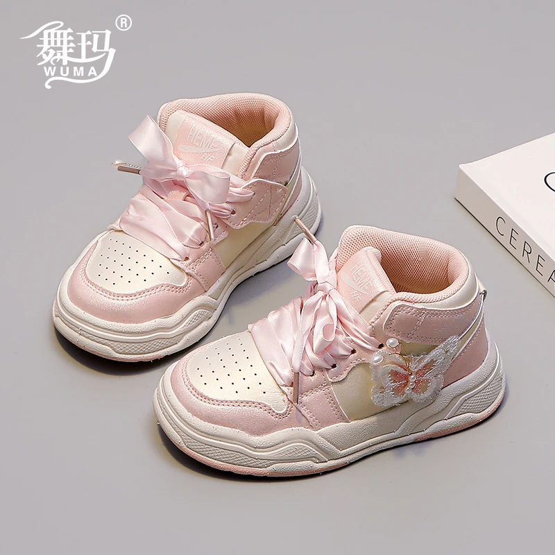 女童鞋子儿童休闲运动鞋2024新款春秋女孩秋季皮面防滑板鞋432216